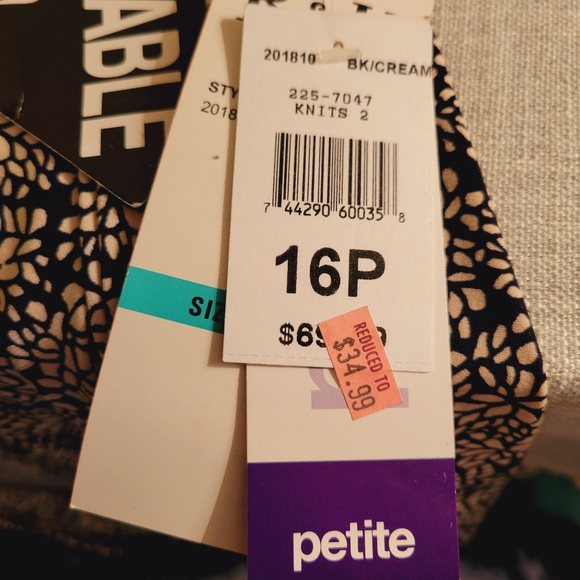 NWT R&K Originals Petite black and cream 2 piece set size 16P - Picture 6 of 6